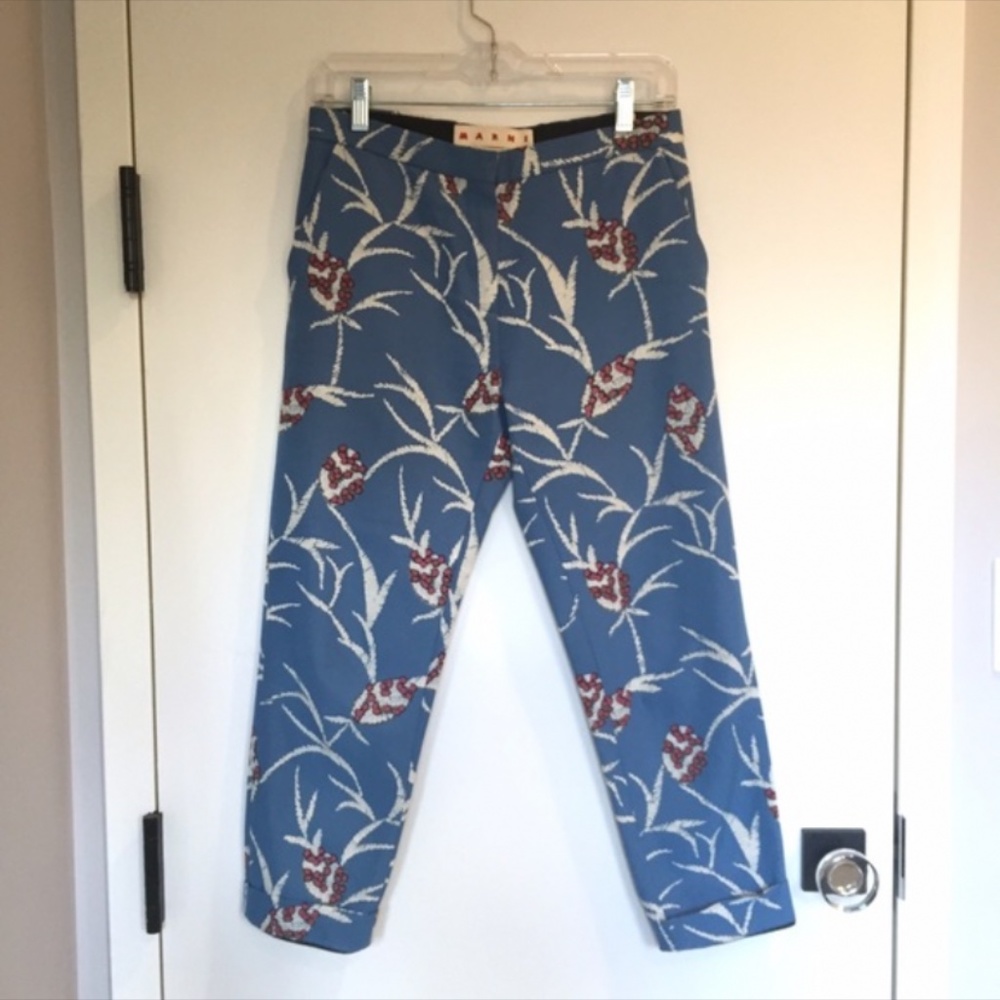 Marni cropped trousers in floral print